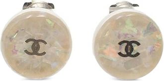 Chanel 1999 CC Resin Clip On Earrings costume earrings - Wit