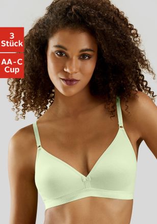 Petite Fleur Bralette-BH PETITE FLEUR, Damen, Gr. 70, Cup AA, gr&uuml;n (2xwei&szlig;, 1xmint), Jersey, Obermaterial: 75% Baumwolle, 15% Elasthan, 10% Polyester, BHs Bralette