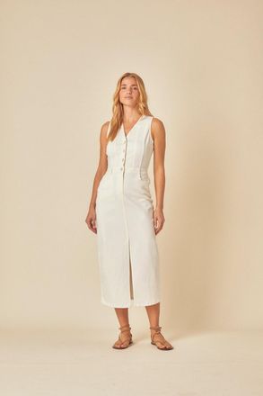 Nobody's Child White Denim Mayflower Midi Dress