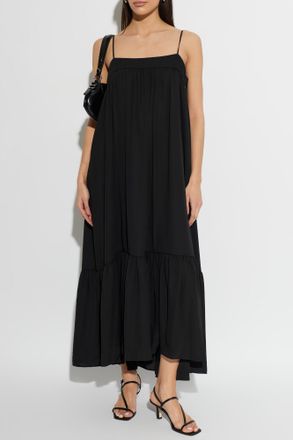 Rotate Oversize Dress With Shoulder Straps, Womens, Black