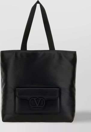 Valentino Garavani nappa leather shopping bag with double handles and front pocket