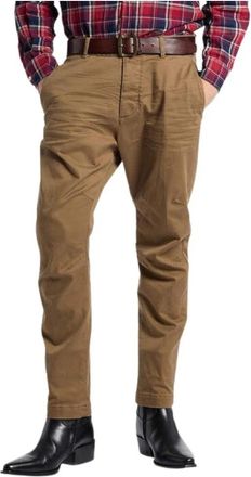 Dsquared2 Chino broek met knoopsluiting - Heren - Chinos - Bruin - L - Katoen - Broeken