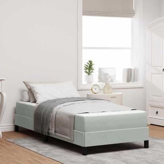 vidaXL Box Spring Bed with Mattress Light Grey 90 x 220 cm Fabric vidaXL