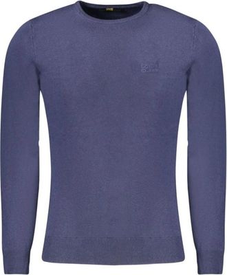 Cavalli Blauwe Polyester Pullover - Heren - Ronde hals truien - Blauw - L - Polyester - Truien & Vesten