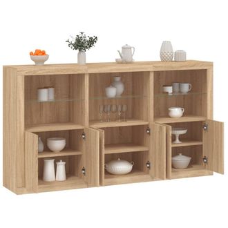 Berkfield Home Sideboard with LED Lights Sonoma Oak 181.5x37x100 cm in Brown
