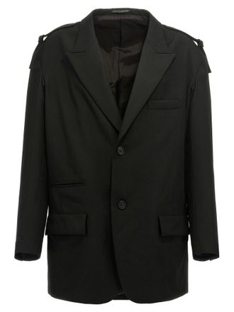 Yohji Yamamoto Single Breasted Blazer With Strap Detail