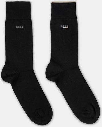 HUGO BOSS Mens BOSS Orange Mens 2-Pack Iconic Logo Socks - Black 001 - Size: 6/6.5/7.5/7/11/10/8/8.5/12/9.5/9/11.5/10.5