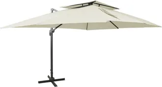 vidaXL Sombrilla Jard&iacute;n Voladiza Con Cubierta Doble Arena 400x300 Cm Vidaxl