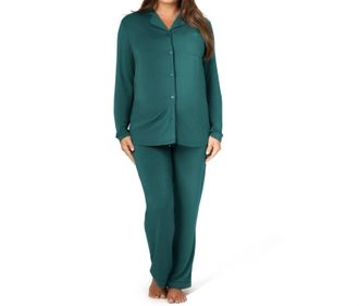 Kindred Bravely Clea Bamboo Classic Long Sleeve Maternity & Nursing Pajama Set In Evergreen