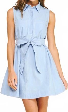 Liv Contrast Top Stitch Mini Shirt Dress In Blue