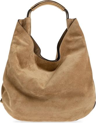 Moschino Handle Me Suede Shoulder Bag - Dames - Schoudertassen - Beige - ONE Size - Katoen - Tassen