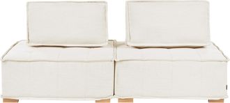 Beliani Sof&aacute; Modular 2 Plazas Con Tapizado De Tela Patas De Madera Maciza Asiento Con Capiton&eacute; Sala De Estar Blanco Crema Tibro