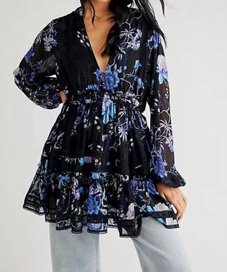 Free People Cherry Blossom Mini Dress In Black/blue