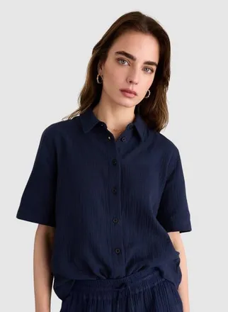 Baukjen Mahalia Relaxed Cheesecloth Shirt in Deep Indigo at Nordstrom, Size 12