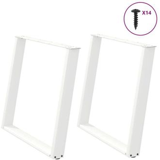 vidaXL Patas Para Mesa De Comedor En Forma De U (2 Unidades), Color Blanco, 90 X (72-73) Cm, Acero Vidaxl