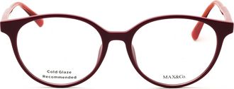 Max & Co. MO5053 Round Injected Propionate Eyeglasses - Burgundy