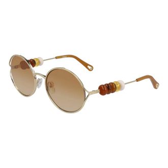 Chloé Sunglasses, female, Multicolor, Size: 57 MM Gold/Brown Shaded Sunglasses