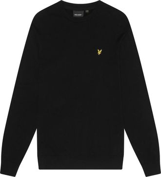 Lyle & Scott Katoenen trui met ronde hals - Heren - Ronde hals truien - Zwart - S - Katoen - Truien & Vesten