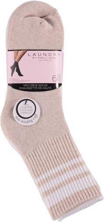 Shelli Segal 6-Pack Full Cushion Crew Socks in Heather Oatmeal/White at Nordstrom Rack, Size 9/11
