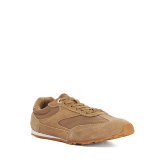 Dune London Womens Ladies Engine - Lace-Up Low-Top Trainers - Camel Suede - Size UK 5