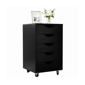 Relaxdays Relaxdays Cajonera Con Ruedas, 5 Cajones, Hbt: 66,5x40x40 Cm, Archivador M&oacute;vil Para Escritorio, Negro