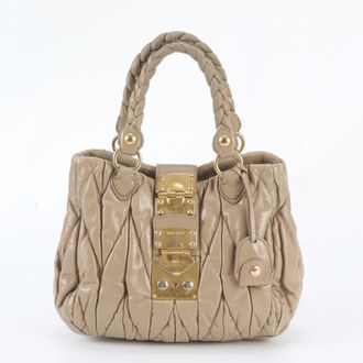 Miu Miu Pink Beige Leather Handbag Shoulder Bag Tote Bag (Pre-Owned)