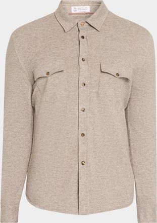 Brunello Cucinelli Men & apos;s Wool Melange Knit Overshirt