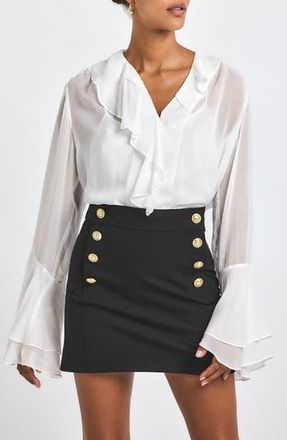 Derek Lam Reyna Stretch Cotton Twill Sailor Miniskirt in Black at Nordstrom Rack, Size 14