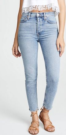 Re/Done High Rise Ankle Crop Jeans In Mid 90S
