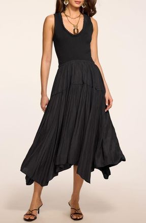 Ramy Brook Hadley Sleeveless Asymmetric Dress in Black at Nordstrom, Size Xx-Large