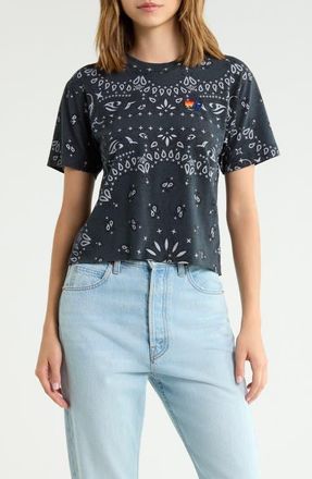 Aviator Nation Bandana Boyfriend T-Shirt in Charcoal at Nordstrom, Size X-Small