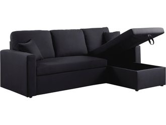 Habitat et Jardin Habitat Et Jardin - Divano Angolare Convertibile alain - 221 X 145 X 85 Cm - 3 Posti - Nero