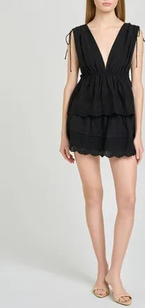 Wayf x Hannah Lovey Porter Goldie Cotton Eyelet Top (Nordstrom Exclusive) in Black at Nordstrom, Size X-Large