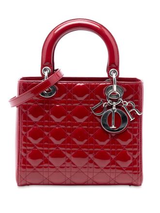Dior 2013 Medium Patent Cannage Lady Dior satchel - Red
