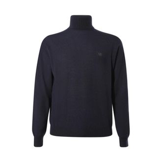 Etro Etro, Turtlenecks, male, Blue, Size: 2XL Wool Turtleneck with Embroidery