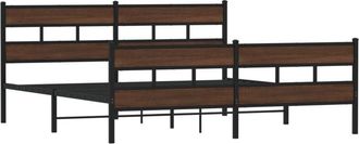 vidaXL Metal Bed Frame without Mattress Brown Oak 183x213 cm vidaXL