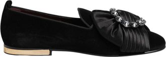 Dolce & Gabbana Black VATICANO Crystal Ribbon Slip On Mens Shoes