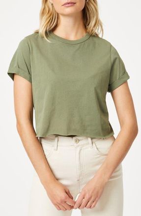 Mavi Raw Hem Crop T-Shirt in Deep Lichen Green at Nordstrom, Size X-Large