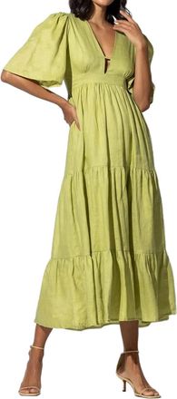 Lusana Brooklyn Linen Dress In Sage