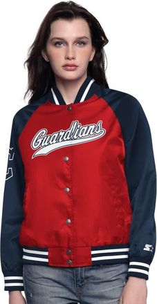 Starter Womens Starter Red/Navy Cleveland Guardians Home Run Full-Snap Varsity Jacket at Nordstrom, Size X-Large