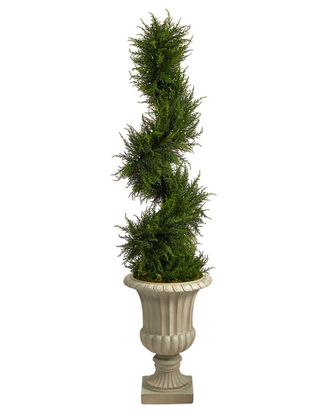 Nearly Natural 5Ft. Spiral Cypress Artificial Tree In Sand Finished Urn