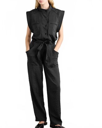 Isabel Marant Suzie Cap Sleeves Jumpsuit In Black
