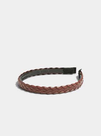 Simons Womens Braided faux-leather thin headband