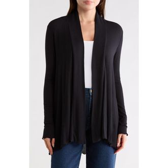 Splendid Lyr Thermal Longline Cardigan in Black at Nordstrom Rack, Size X-Small