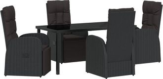 vidaXL Garden Dining Set with Cushion 5 pcs Black Poly rattan Vidaxl
