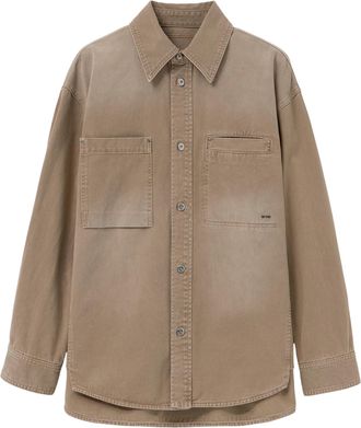 Wooyoungmi Beige Cotton Shirt With Pointed Collar And Logo Detail