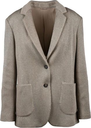 Brunello Cucinelli Blazer in lam&eacute; - Dames - Blazers - Beige - M - Katoen - Jassen