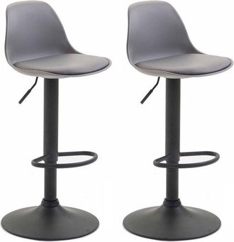 Clp Set 2 sgabelli Kiel in polipropilene e similpelle nero grigio