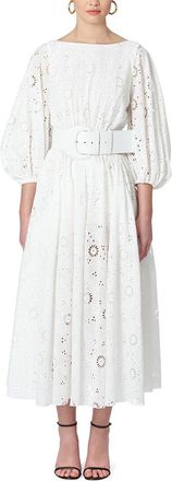 Carolina Herrera Shirred Puff Sleeve Midi Dress