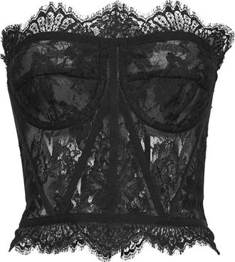 Dolce & Gabbana Lace Bustier - Dames - Tops zonder mouwen - Zwart - XL - Katoen - Tops